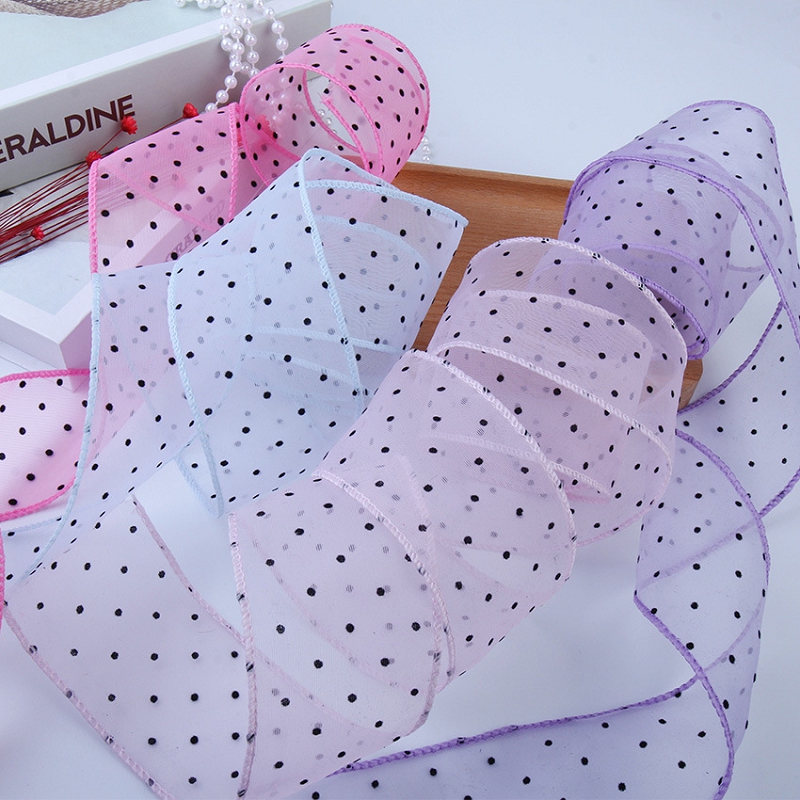 Florist Supply Ribbon - 50Yard Kasa dengan Titik Bahan Dekorasi