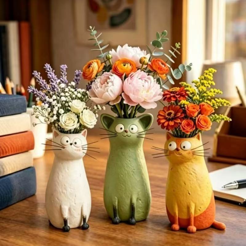 Vas Kucing Resin Kreatif Figur - Florist Supply Vases ulasan dan harga