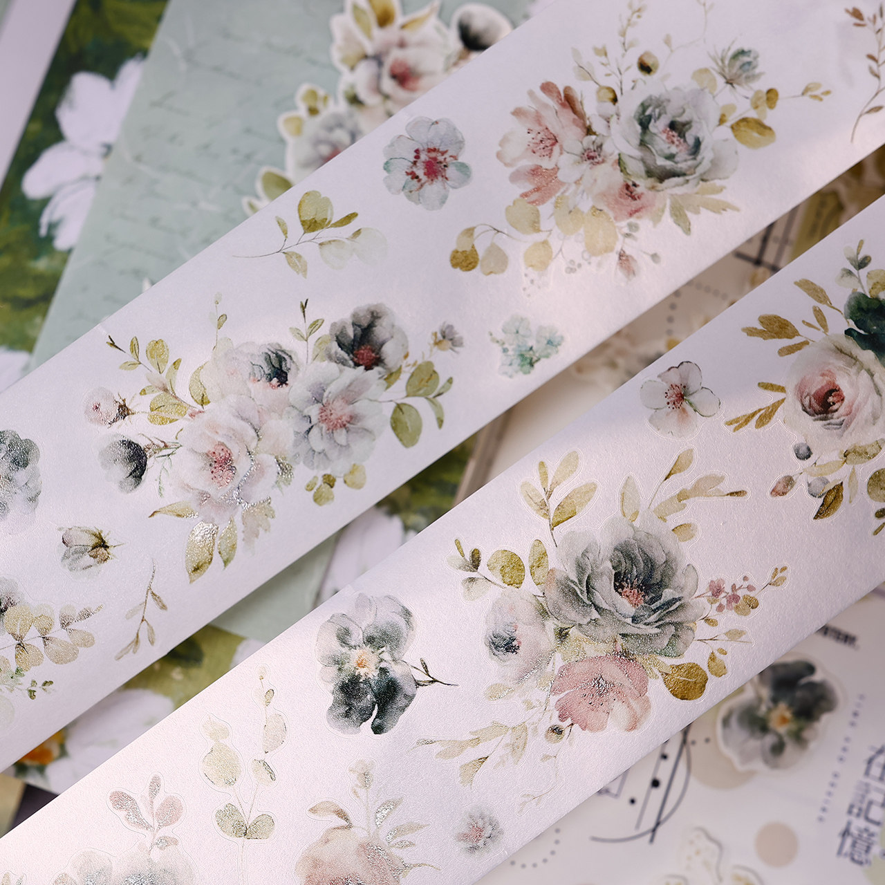 XiaoBaiJia Studio Vintage Soft - Floral Tape Green ulasan dan harga